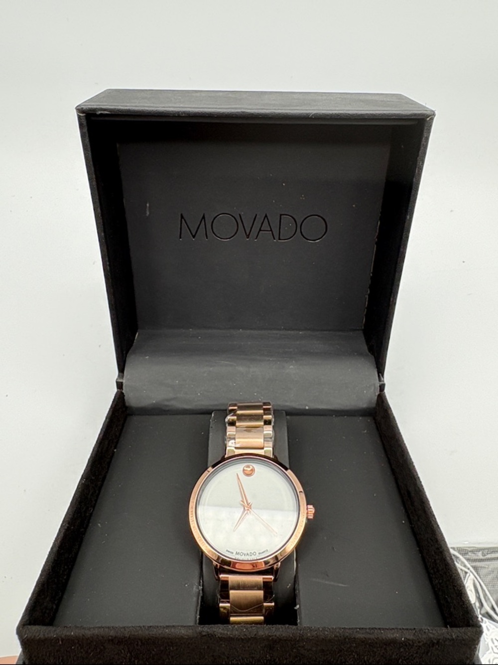 Movado Rose Gold Watch with White Dial